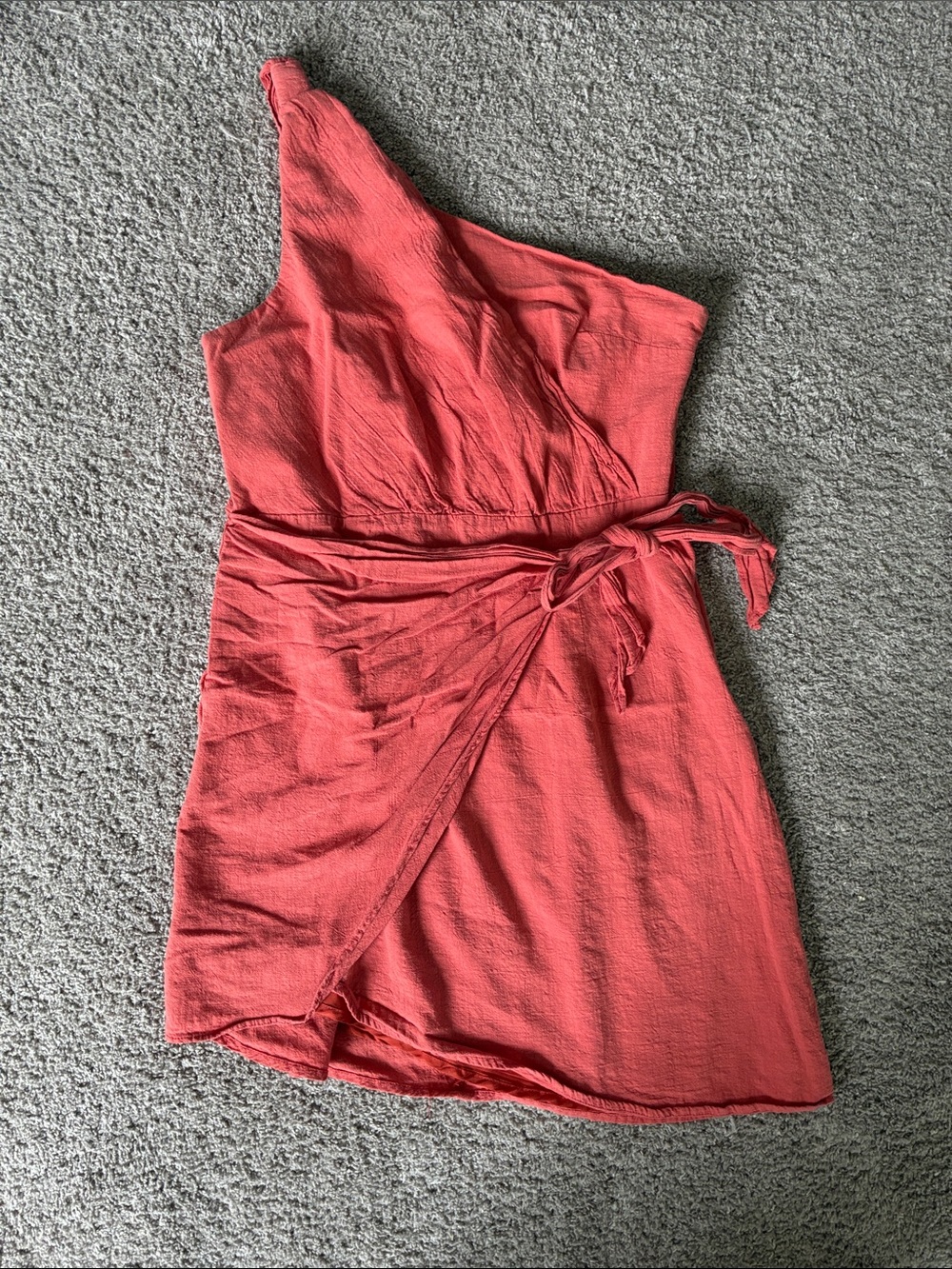One-Shoulder Asymetrical Wrap Mini Dress